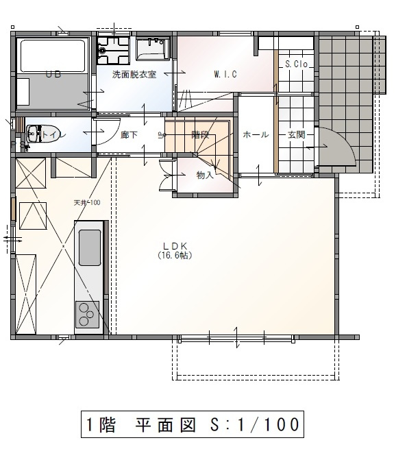 石崎三丁目の区画図|【1号棟】1F間取図：48.23㎡