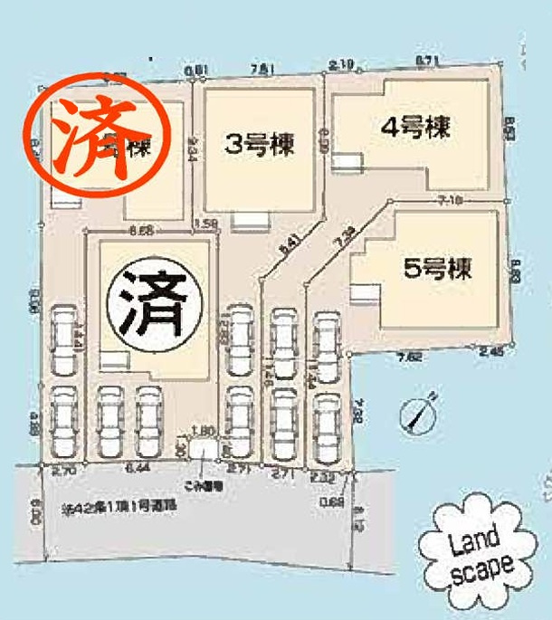 仲介手数料無料　LiveleGarden.S　入間市久保稲荷第9期　全5棟　の区画図