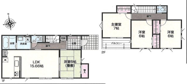 平塚市四之宮3丁目　未入居戸建　全7区画4号棟の間取り
