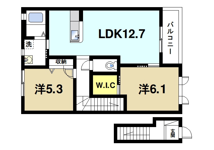 シュウ　メゾン　Ａ・Ｂの間取り|2LDKの間取りです