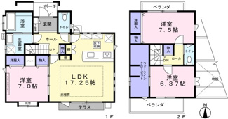 【間取り】 | 東大和市芋窪6丁目　中古戸建　【全1棟】