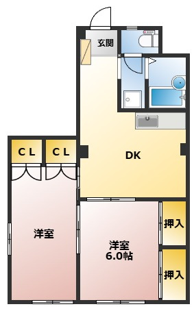 【間取り】 | コートヒルズ | ２ＤＫのお部屋です！