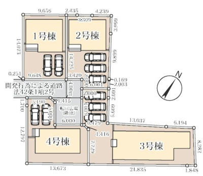 【区画図】 | Livele Garden.S久喜市栗橋東　【平屋】新築住宅 | ※ゴミ置き場持分:2.89㎡×１/８　※転回道路持分:73.48㎡×１/８　※未利用地持分:4.45㎡×１/８