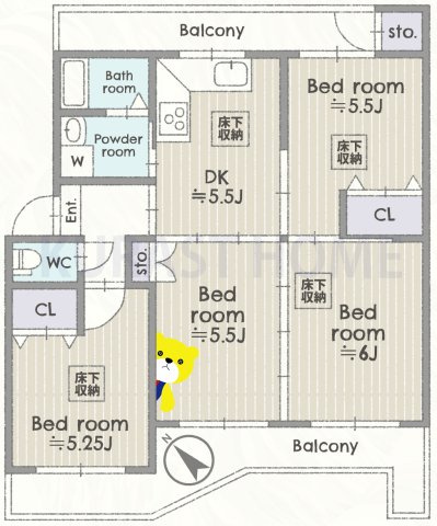 円明寺ヶ丘南第1住宅第1棟　1階の間取り