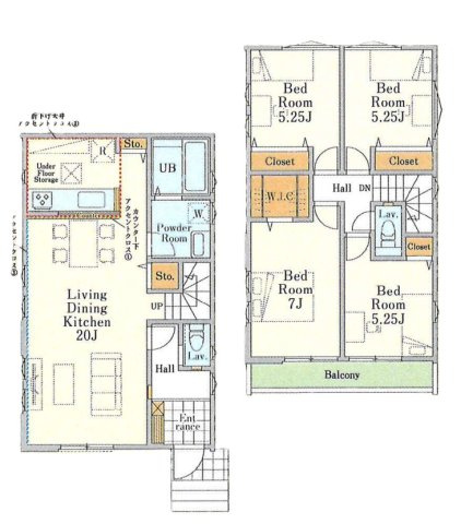 所沢市北所沢町1期　全2棟　FIT-A　新築戸建の間取り