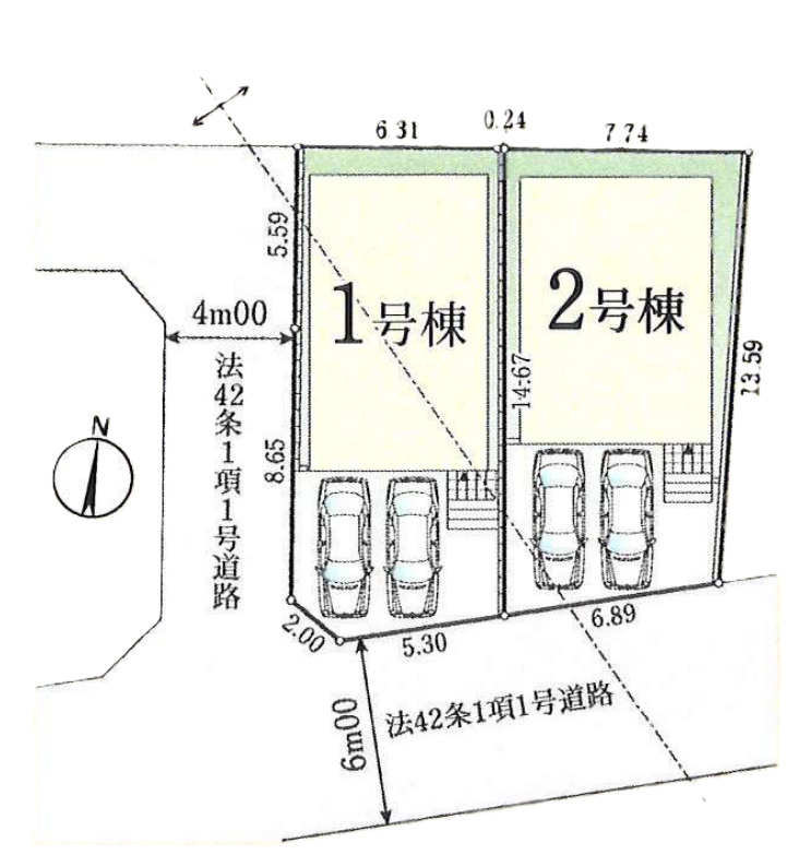所沢市北所沢町1期　全2棟　FIT-A　新築戸建の区画図