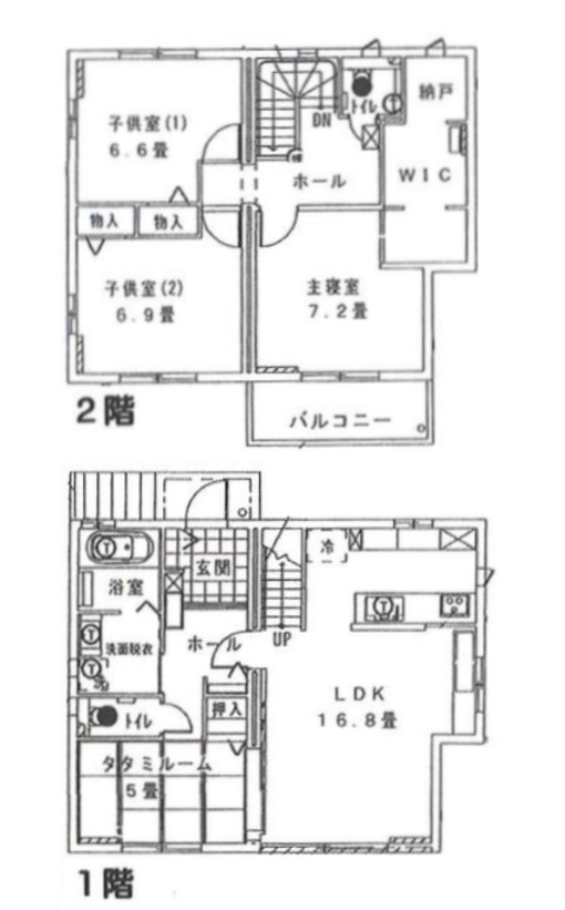 茂原市小林　中古戸建の間取り|令和元年3月築 敷地約101坪 ４SLDK セキスイハイム施工 太陽光発電システム ウッドデッキ付
