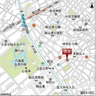 文京区本駒込５丁目の中古マンションの地図