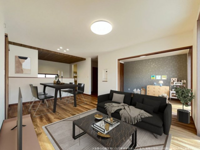 【居間・リビング】 | 【LDK　CG家具設置イメージ】
※画像に含まれる家具家電はCGで作成したイメージです。実際の物件には付帯しません。