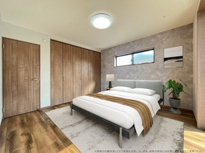 【寝室】 | 【主寝室　CG家具設置イメージ】
※画像に含まれる家具家電はCGで作成したイメージです。実際の物件には付帯しません。