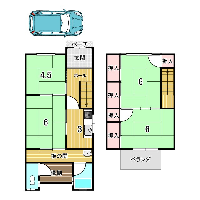 京都市北区上賀茂東後藤町　中古戸建の間取り