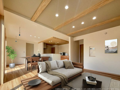 【居間・リビング】 | 【6号棟　LDK　CG家具設置イメージ】
※画像に含まれる家具家電はCGで作成したイメージです。実際の物件には付帯しません。