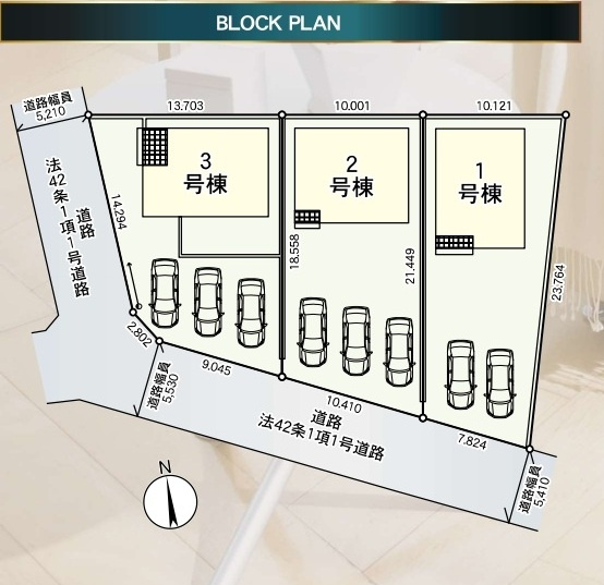 【仲介手数料無料】新築戸建　クレイドルガーデン深谷市武蔵野2409-1（全3棟）の区画図