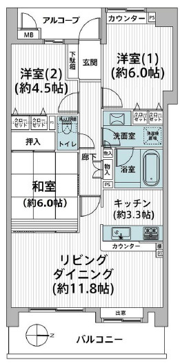 【間取り】 | グレイス茅ヶ崎ソレアード | 69.02㎡の3LDK。