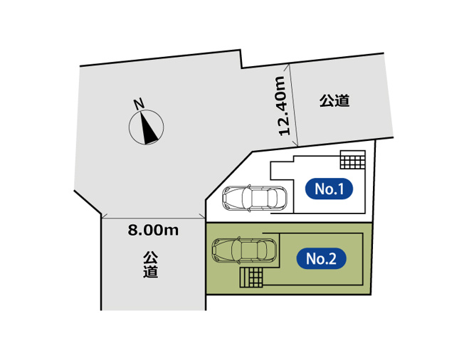 【区画図】 | 新座市北野2丁目　新築一戸建住宅　全2棟　(志木本店) | 毎日のお買物に便利！オーケーストア徒歩3分！最寄りの「志木」駅へは徒歩18分。自転車ならさらにスムーズにアクセス可能です。