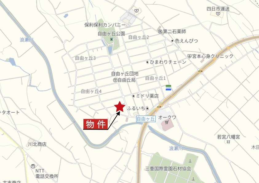 鈴鹿市自由ヶ丘4丁目《全2区画》の地図|広域Map