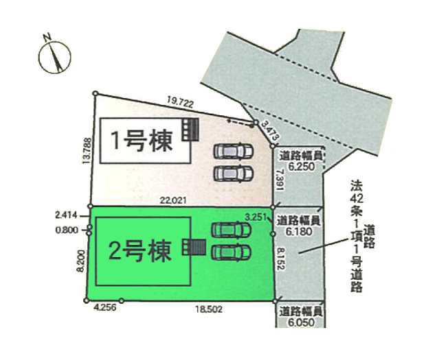 【区画図】 | クレイドルガーデン前橋市富士見町時沢第10ー② | 時沢小学校まで徒歩11分！
敷地面積は77坪！カースペースは並列2台以上駐車可能！