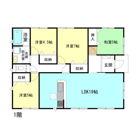 【間取り】 | クレイドルガーデン前橋市富士見町時沢第10ー② | 人気の「平屋」住宅登場です！
リビングゆったり19帖の間取り！