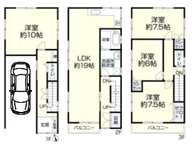 尼崎市金楽寺町　中古戸建の間取り