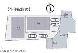 茅ヶ崎市浜竹4丁目　新築戸建　全２棟の区画図|対象地は2号棟です。