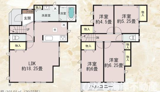 茅ヶ崎市中島　新築戸建　全８棟の間取り|全居室2面採光の４LDKです。