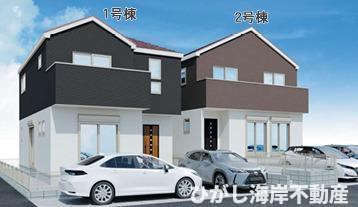 茅ヶ崎市柳島１丁目　新築戸建　全２棟の外観パース|イメージパスですので実際のものと多少異なります