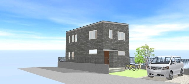 鴻巣市宮前の売地の外観パース|参考プランの外観パースで、北側の道路から見たイメージです。