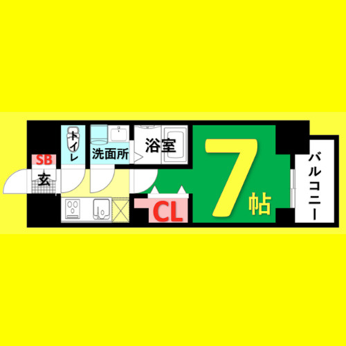 S-RESIDENCE名駅North　名古屋市賃貸　仲介手数料無料の間取り