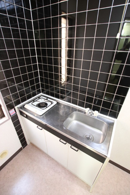 １口ガスコンロ付きのキッチン