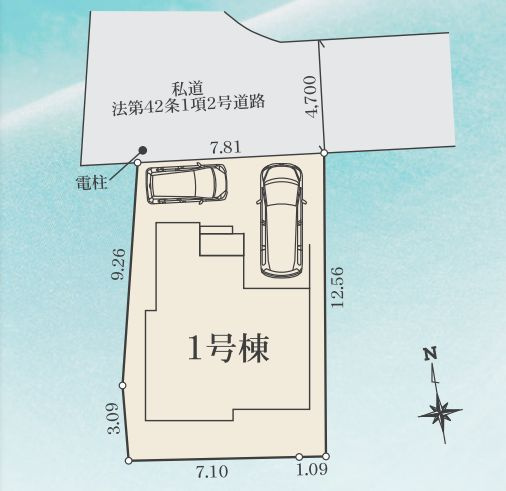 茅ヶ崎市松が丘1丁目新築戸建て　24-1期1号棟の区画図|配置図「茅ヶ崎市松が丘1丁目新築戸建て　1号棟」