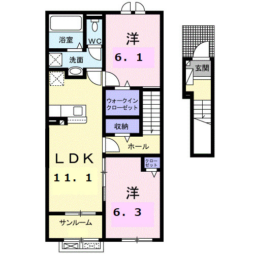 ローズ　ガーデン　大野　Ｂの間取り