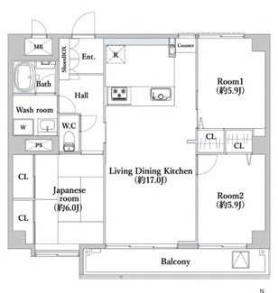 【間取り】 | 【三旺マンション第二八事東】✨️仲介手数料無料✨️植田小学校・植田中学校