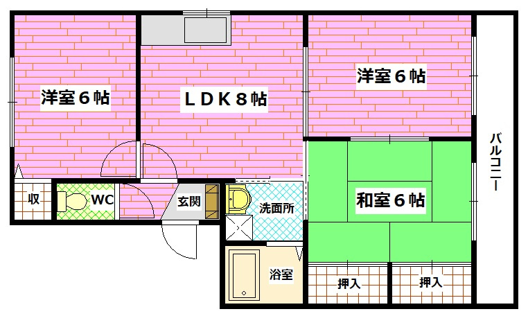 広島市安芸区矢野東６丁目のアパートの間取り