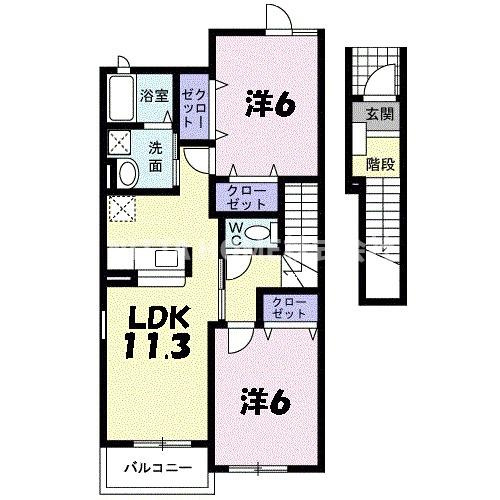 ナチュレＡＧＡＫＥⅡの間取り|ペット可◇角部屋の南向き最上階で日当たり良好です◎