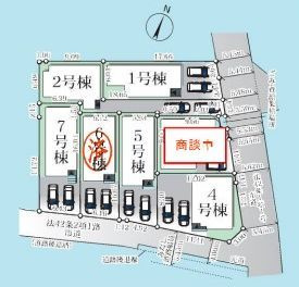 【区画図】 | 中央区上溝7丁目 7号棟 | 7号棟　南側3.3m道路　カースペース並列で２台（車種による）