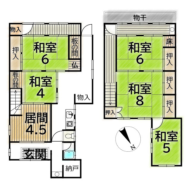 衣笠氷室町 中古戸建の間取り
