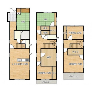 【間取り】 | 岐阜市洞！ミサワホーム施工の中古住宅5SLDK3階建！お車並列4台可能！ | 岐阜市洞！ミサワホーム施工の中古住宅5SLDK3階建！お車並列4台可能！