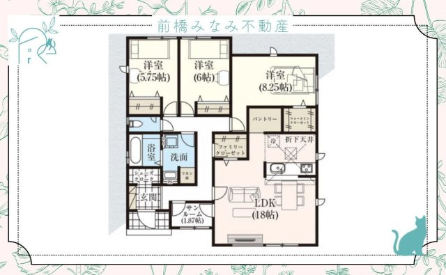 富岡市宮崎　１号棟(全２棟)　グラファーレ　新築建売分譲の間取り