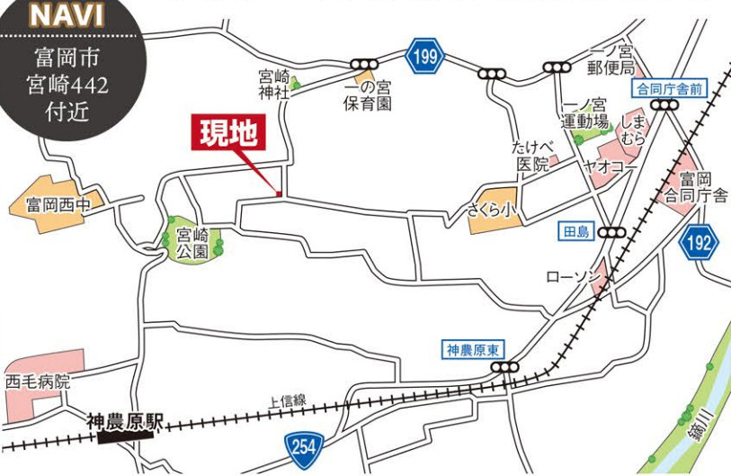 富岡市宮崎　１号棟(全２棟)　グラファーレ　新築建売分譲の地図