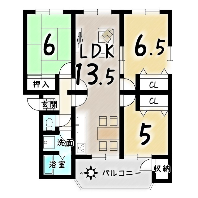 ハイム長岡A棟の間取り