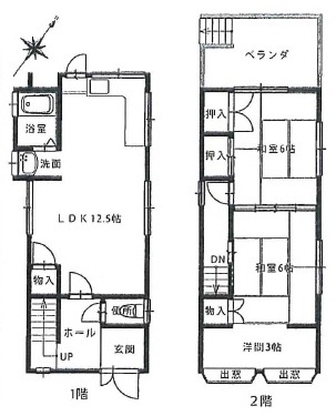 多聞台２丁目　中古戸建の間取り