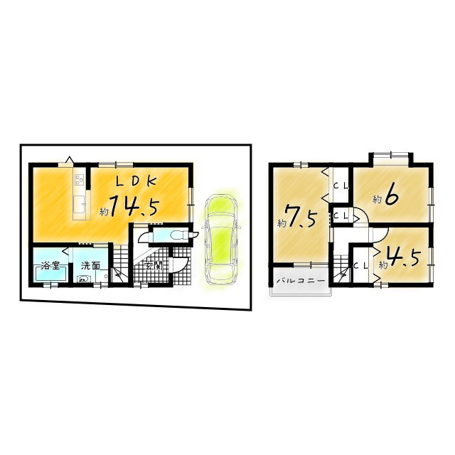 乙訓郡大山崎町字大山崎小字西高田の中古一戸建の間取り