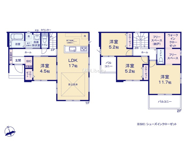 つくば市古来1期　新築戸建　1号棟の間取り
