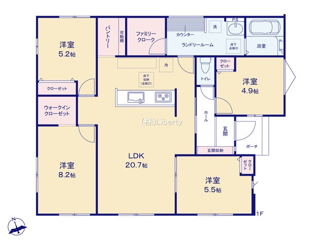 つくば市古来1期　新築戸建　2号棟の間取り