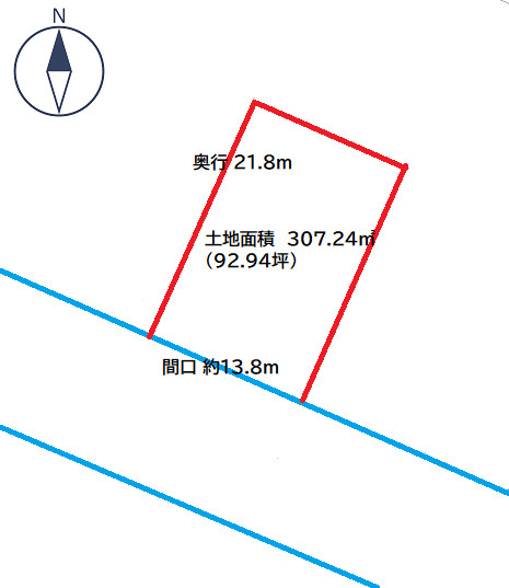 勿来町窪田町通二丁目　92坪の土地図