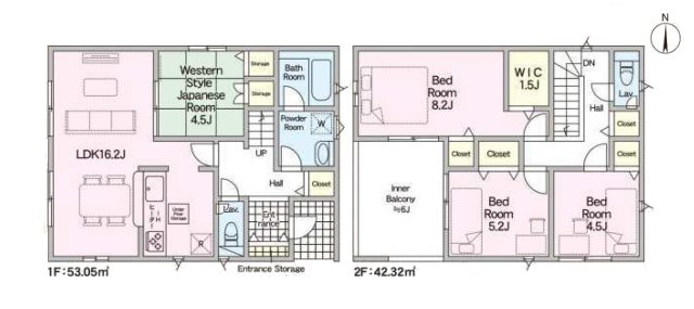 太宰府市観世音寺3丁目第1-2棟（2号棟）の間取り|全居室収納付きで便利です。