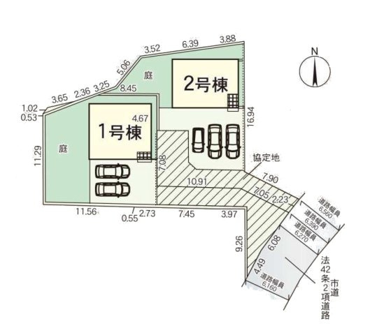 太宰府市観世音寺3丁目第1-2棟（2号棟）の区画図|配置図（2号棟）