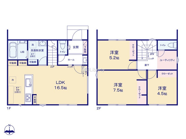 取手市井野24-1期　新築戸建　2号棟の区画図