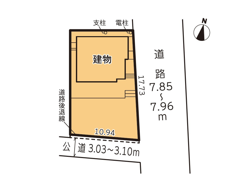函南町間宮　新築戸建　全１棟の区画図|角地♪前面道路広々！