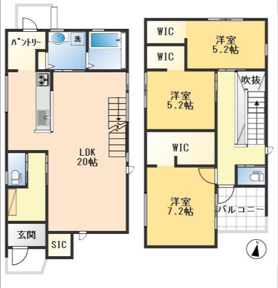 茨木市山手台5丁目　新築戸建の間取り